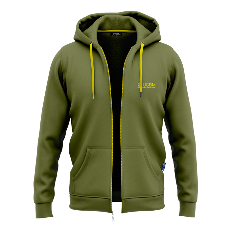 OLIVE GREEN HOODIE WITH ZIP MEN